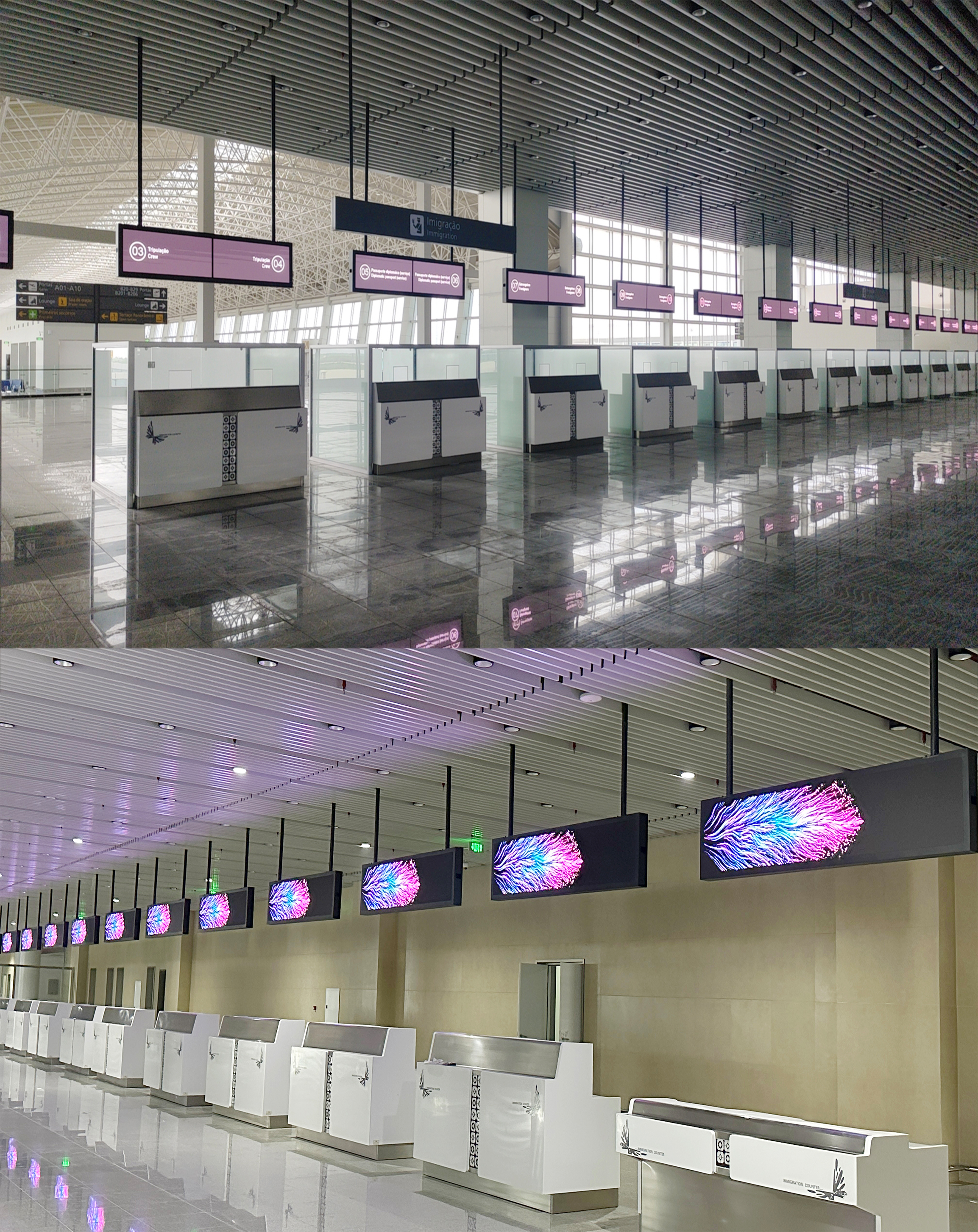 视爵光旭安哥拉内图博士国际机场LED显示屏项目海关进出港上方的LED显示屏